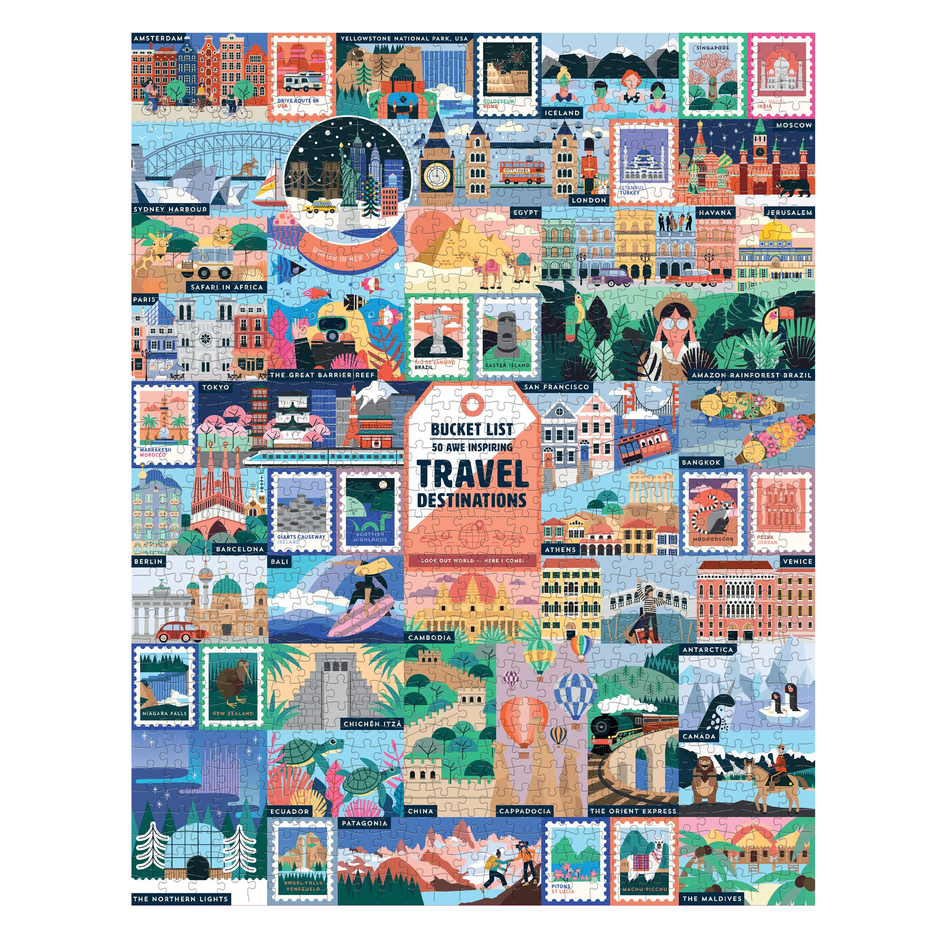 50 Awe-Inspiring Travel Destinations Bucket List 1000-Piece Jigsaw Puzzle - Image 3